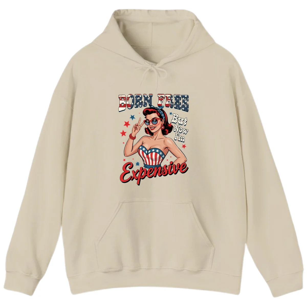 Born Free But Now I'm Expensive Hoodie in Sand