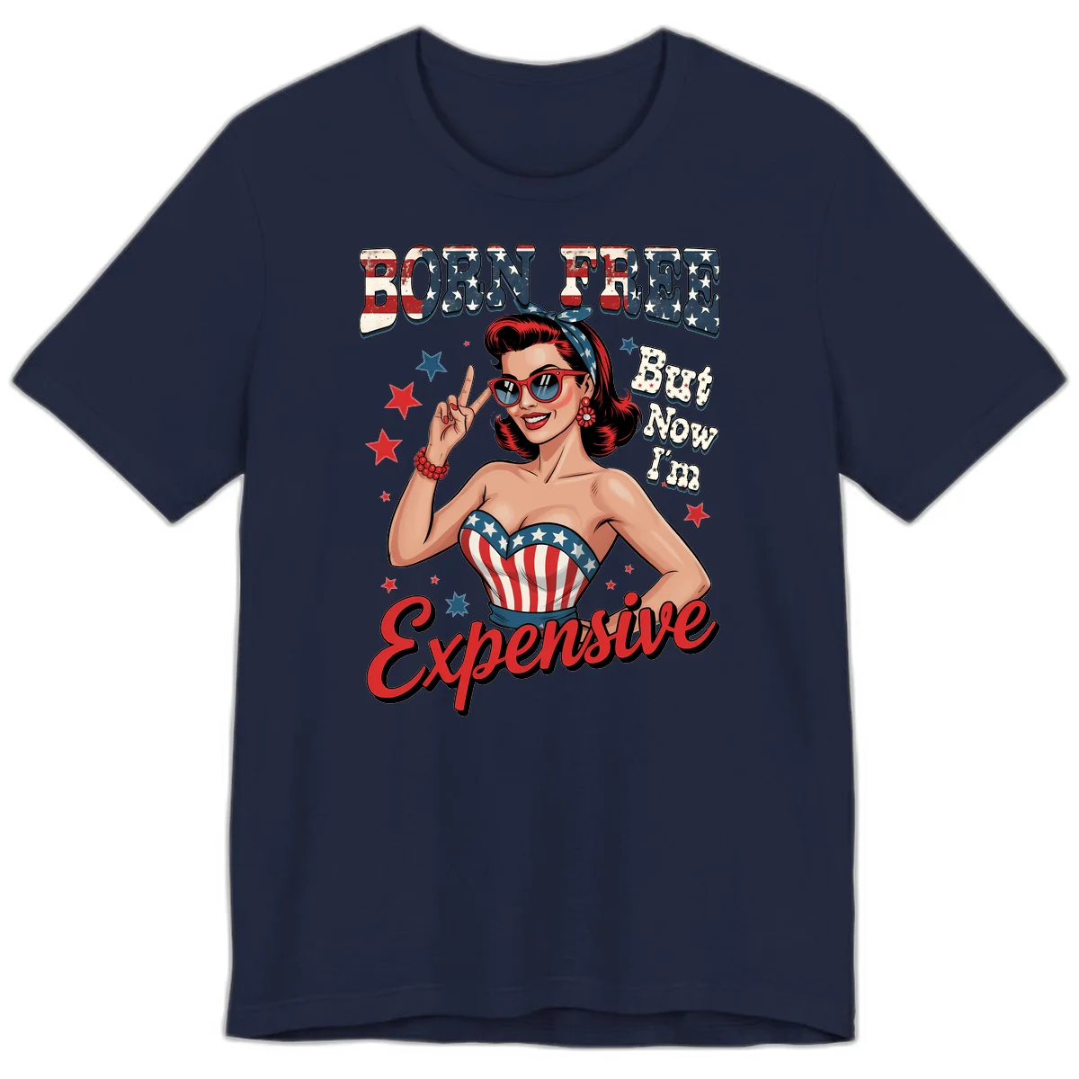 Born Free But Now I'm Expensive Premium T-Shirt in Navy