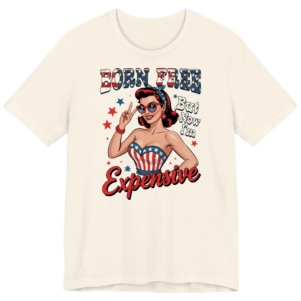 Born Free But Now I'm Expensive Premium T-Shirt in Natural