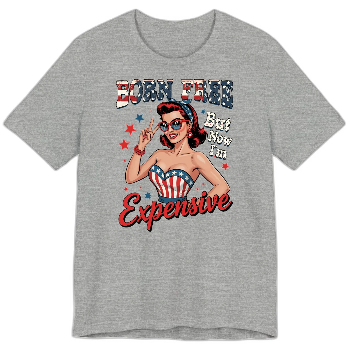 Born Free But Now I'm Expensive Premium T-Shirt in Athletic Heather