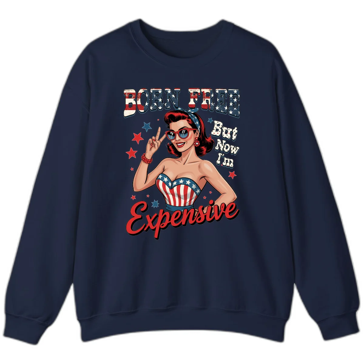 Born Free But Now I'm Expensive Sweatshirt in Navy