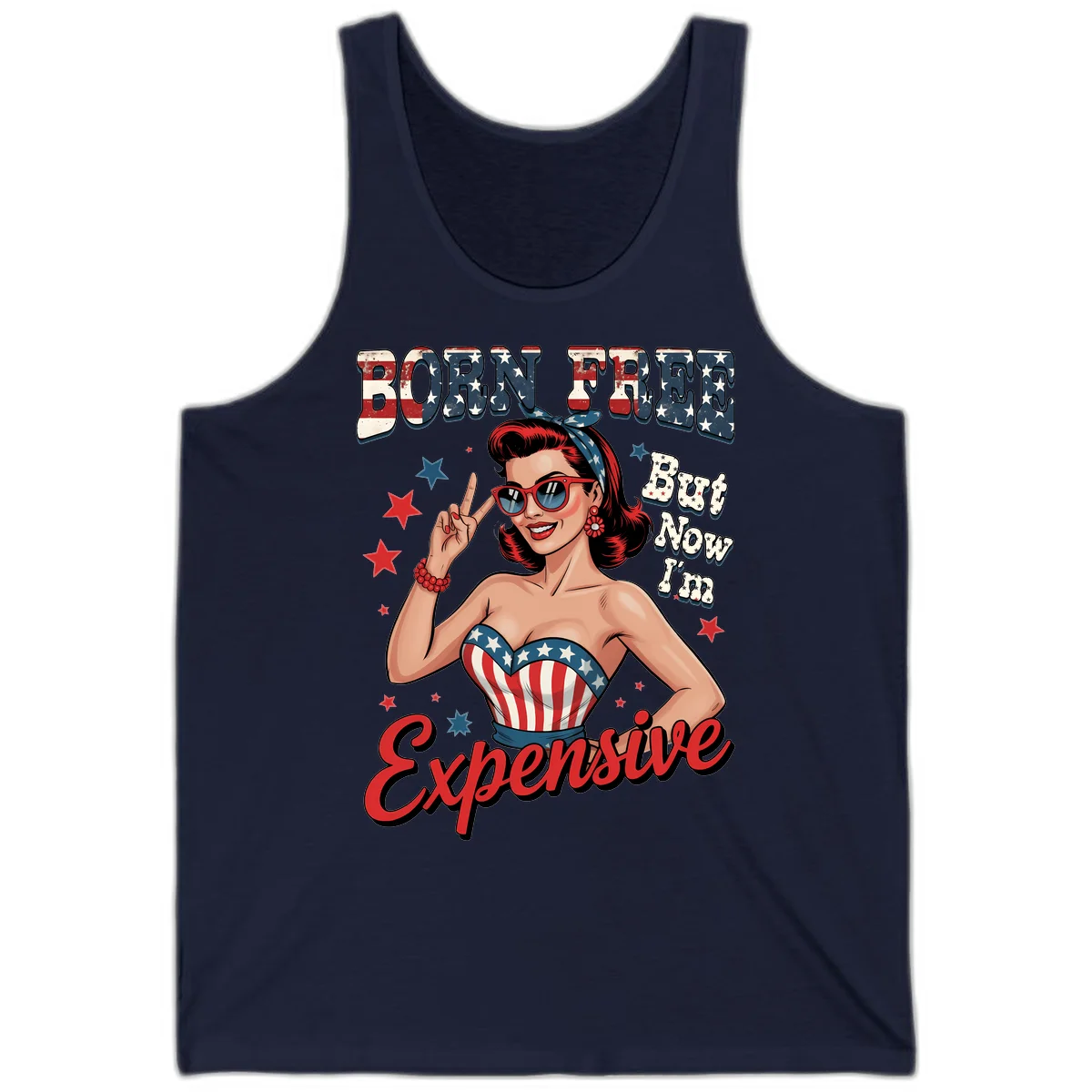Born Free But Now I'm Expensive Tank in Navy