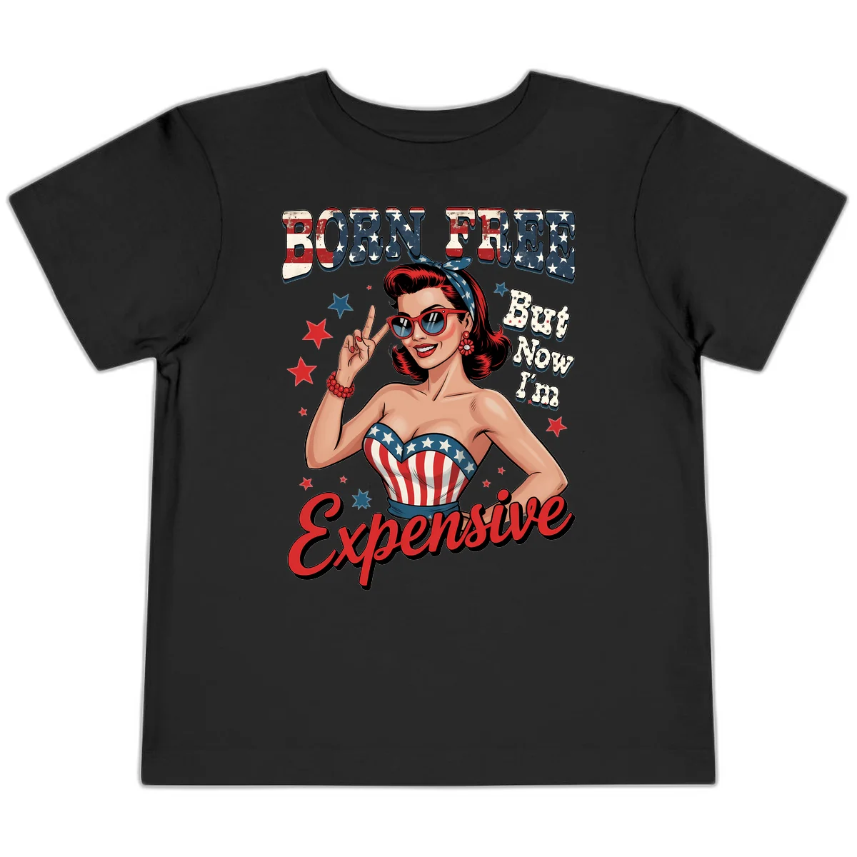 Born Free But Now I'm Expensive Toddler T-Shirt in Black