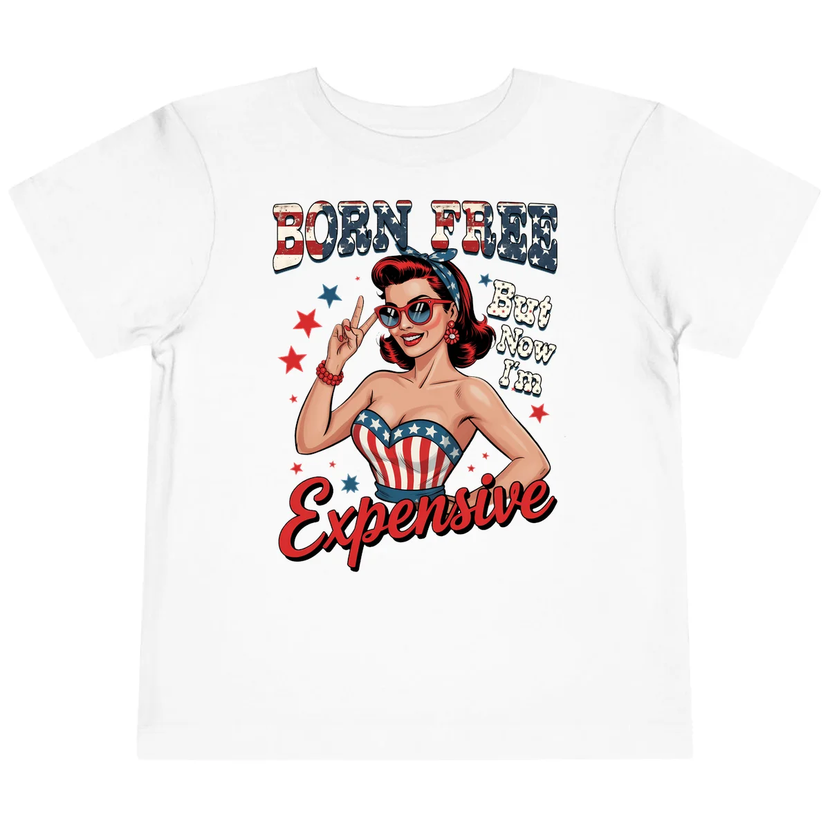 Born Free But Now I'm Expensive Toddler T-Shirt in White