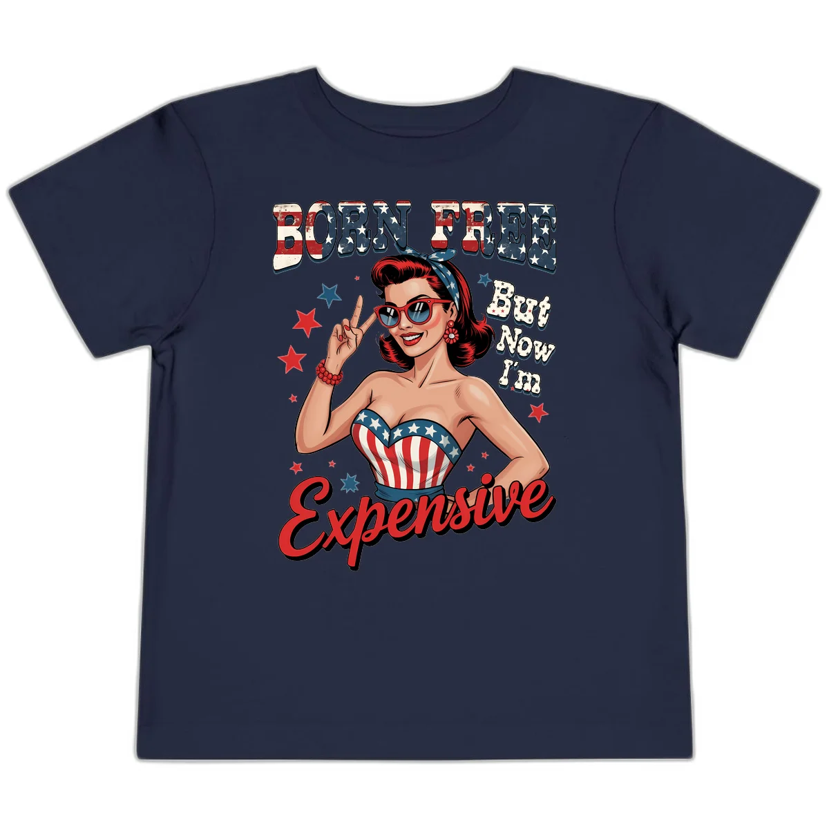 Born Free But Now I'm Expensive Toddler T-Shirt in Navy