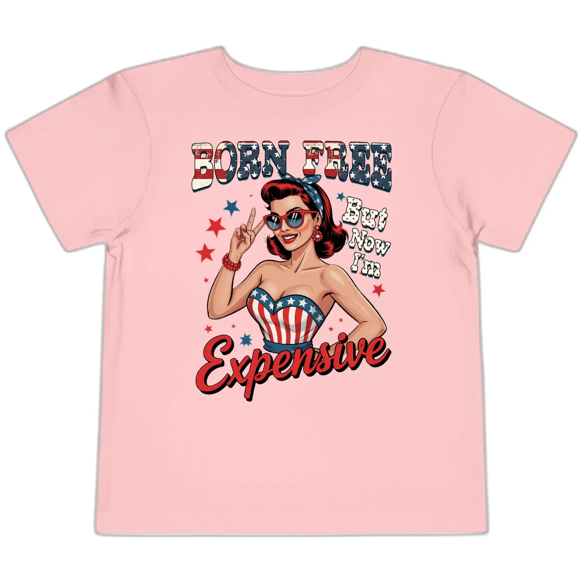 Born Free But Now I'm Expensive Toddler T-Shirt in Pink