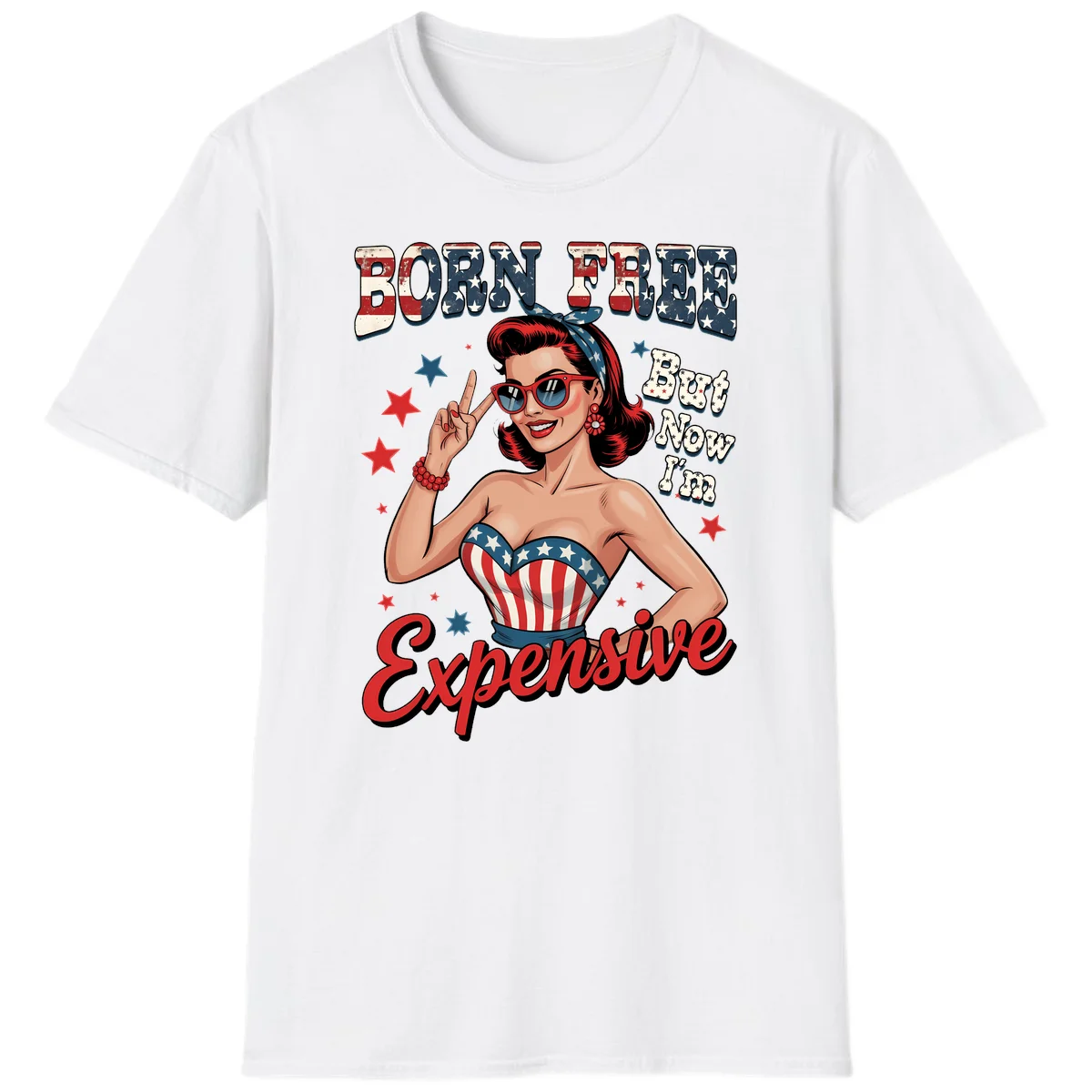 Born Free But Now I'm Expensive T-Shirt in White