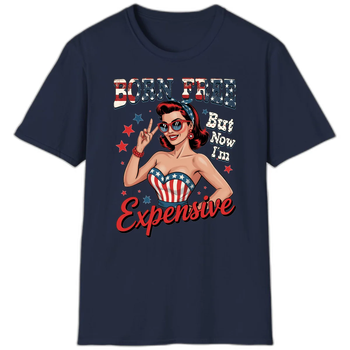 Born Free But Now I'm Expensive T-Shirt in Navy