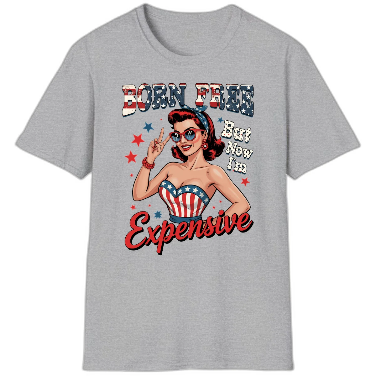 Born Free But Now I'm Expensive T-Shirt in Sport Grey