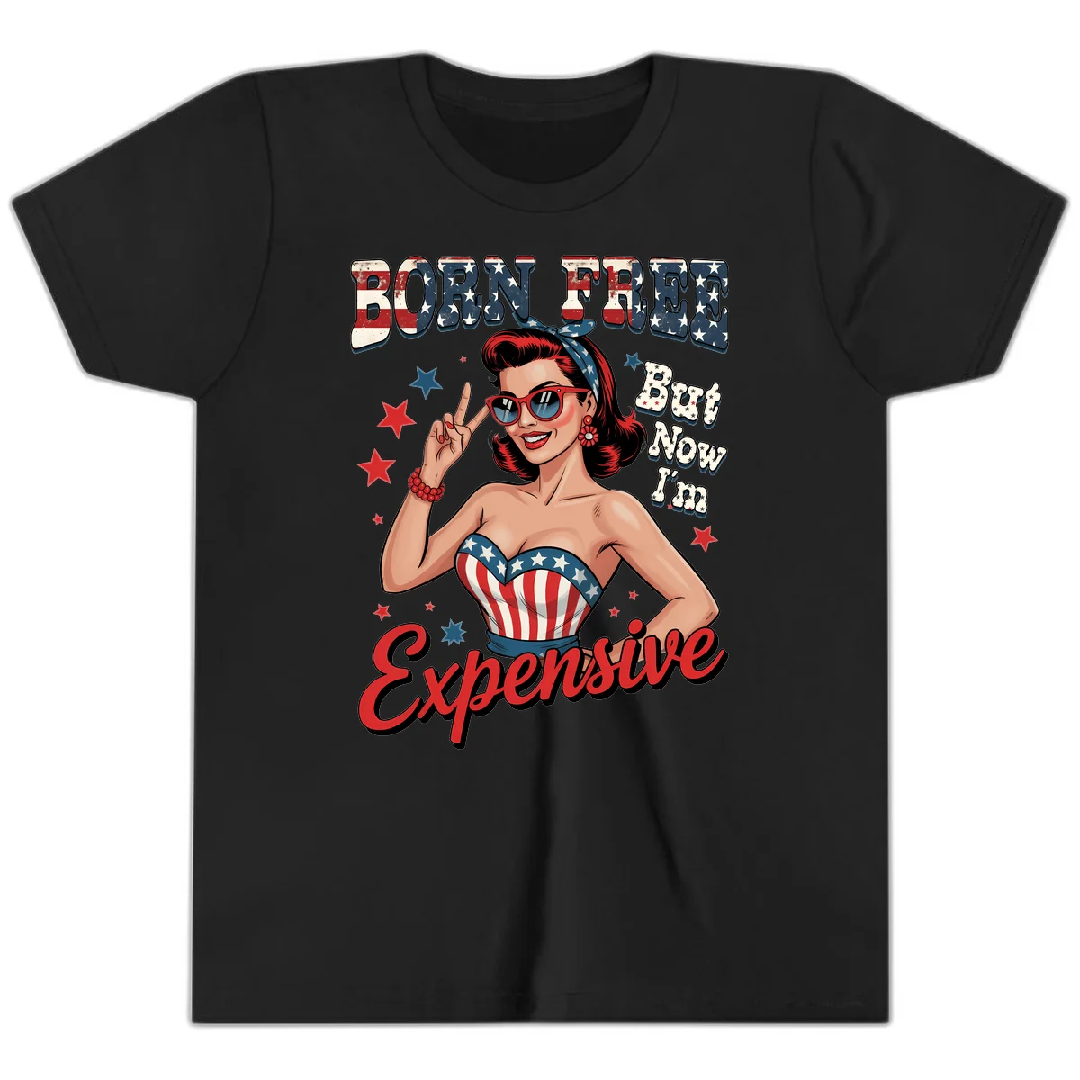 Born Free But Now I'm Expensive Youth T-Shirt in Black
