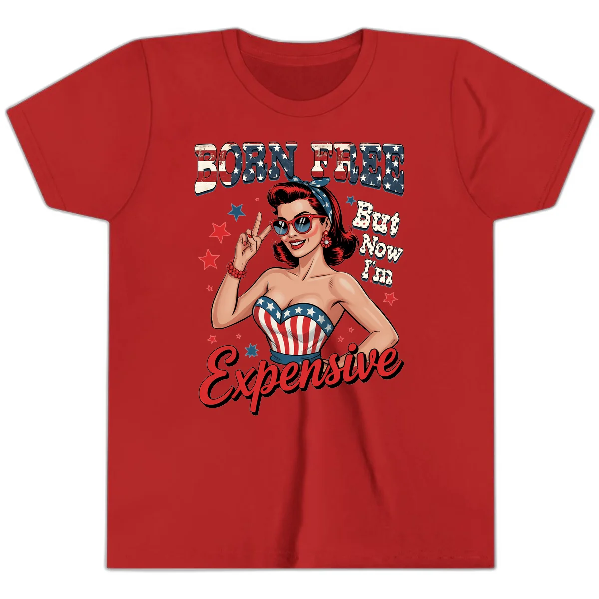 Born Free But Now I'm Expensive Youth T-Shirt in Red