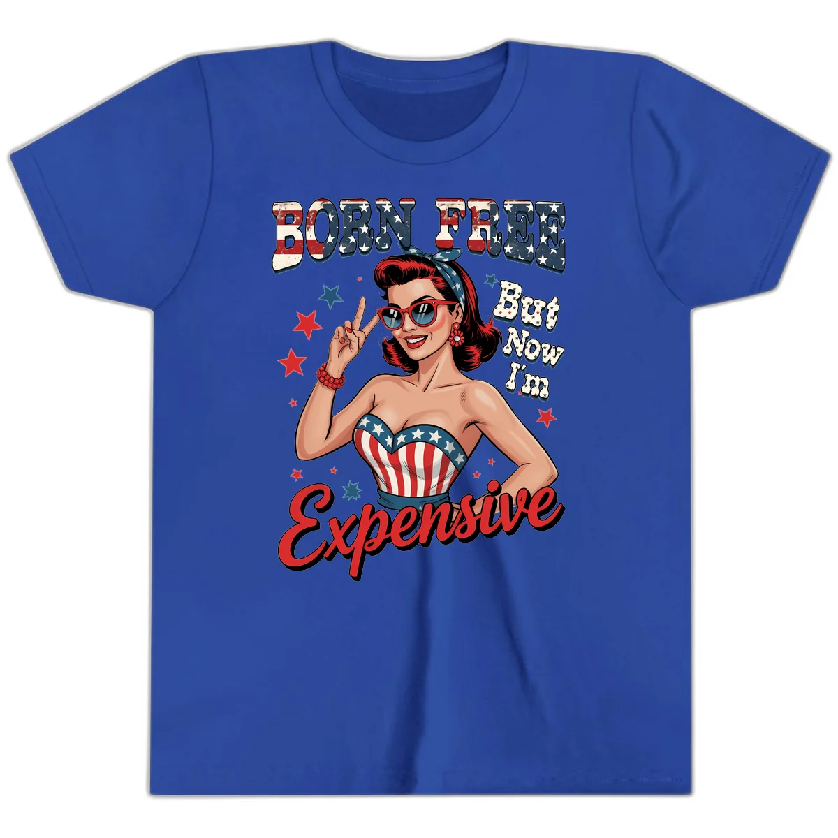 Born Free But Now I'm Expensive Youth T-Shirt in True Royal