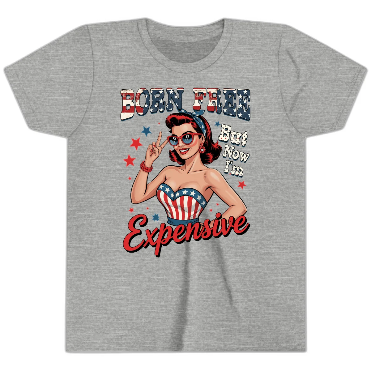 Born Free But Now I'm Expensive Youth T-Shirt in Athletic Heather