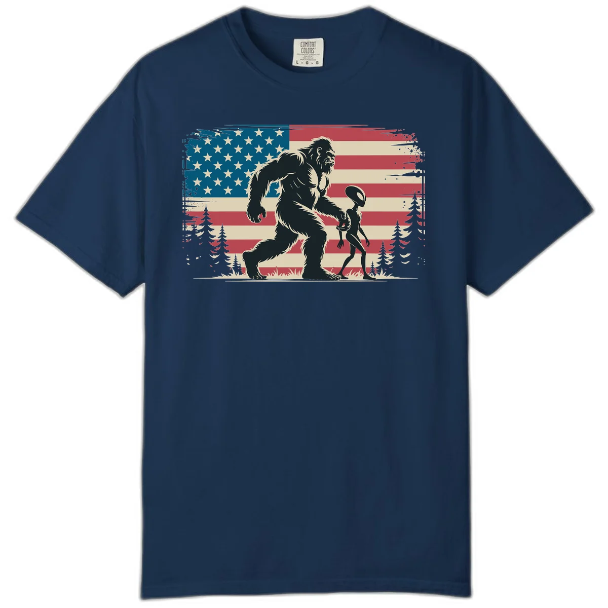 Bigfoot and Alien Stroll Comfort Color in Navy