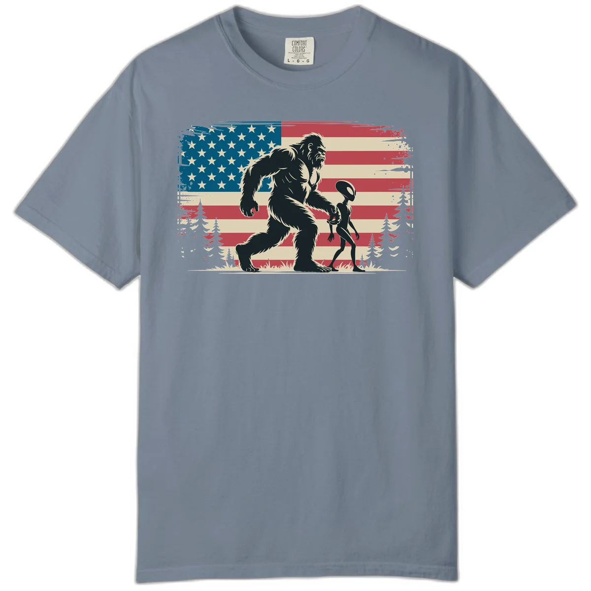 Bigfoot and Alien Stroll Comfort Color in Blue Jean