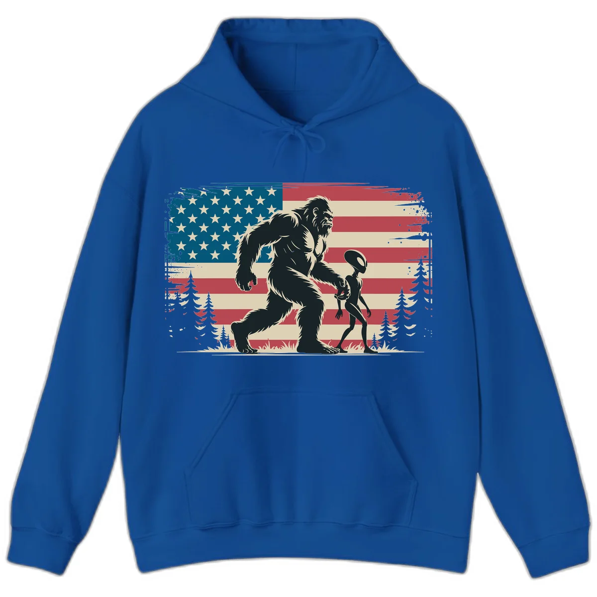 Bigfoot and Alien Stroll Hoodie in Royal