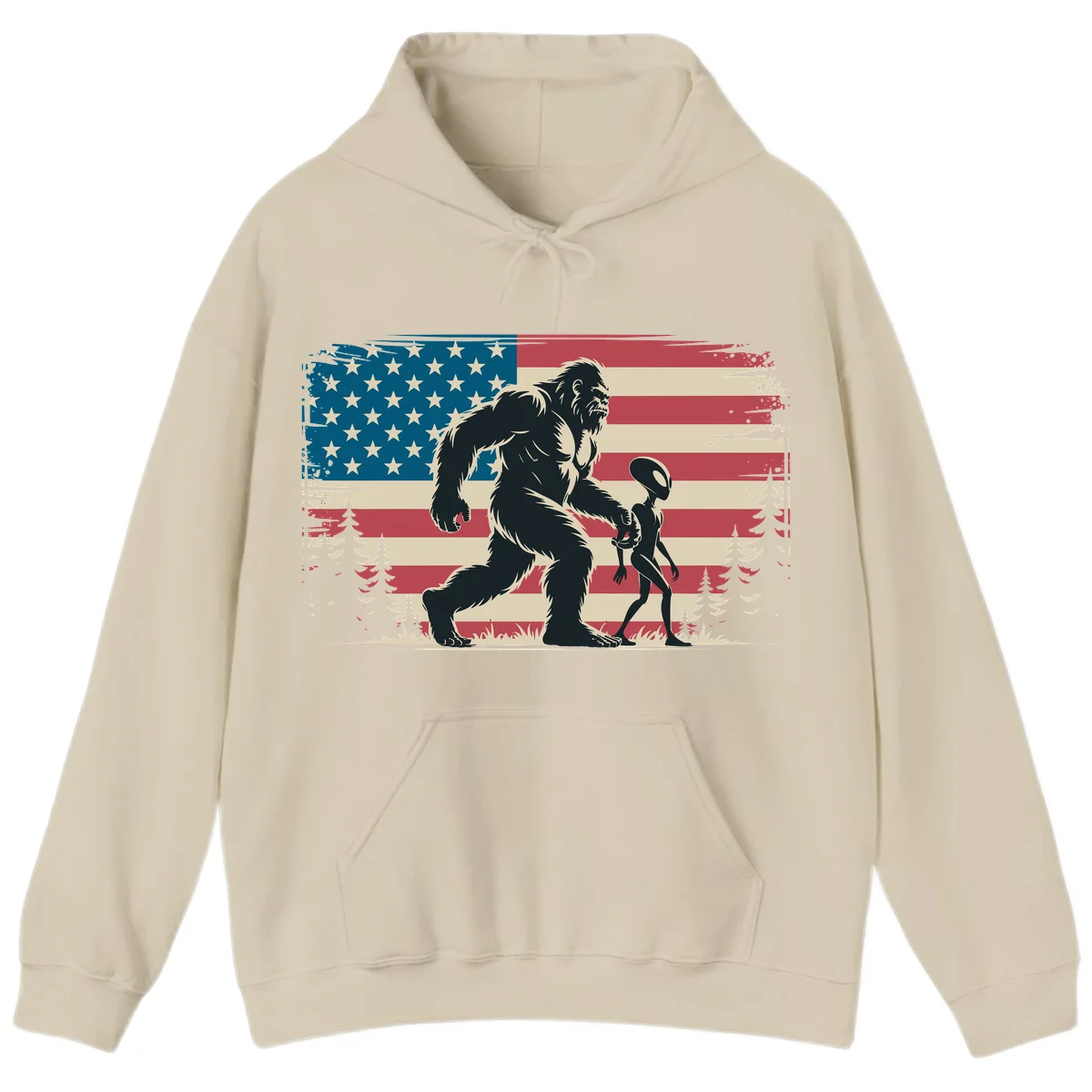 Bigfoot and Alien Stroll Hoodie in Sand