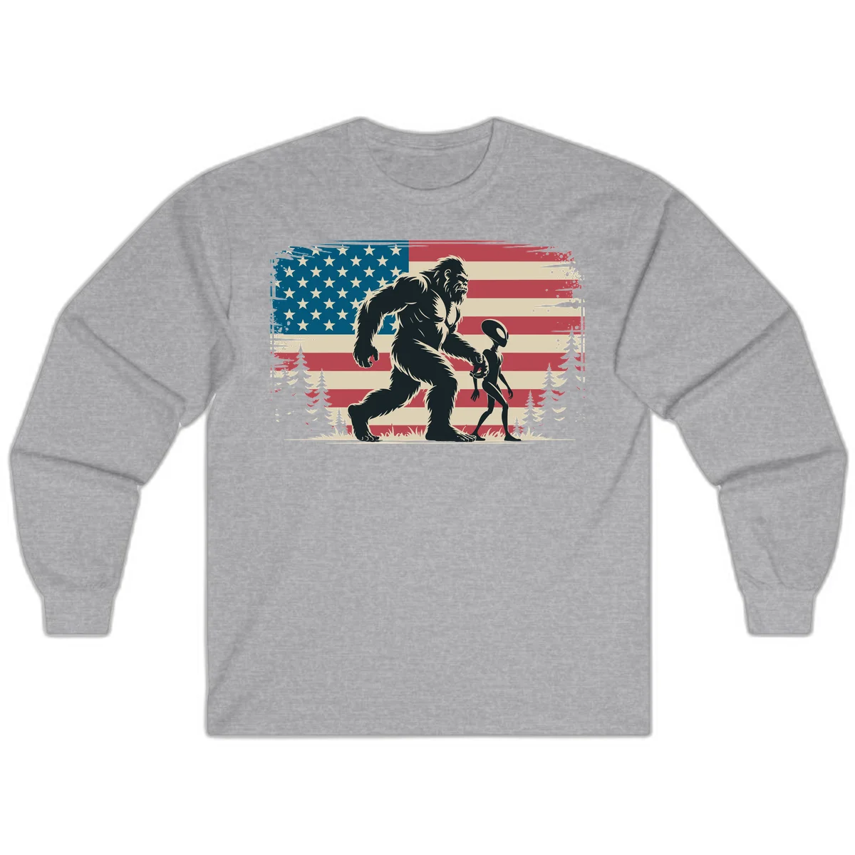 Bigfoot and Alien Stroll Long Sleeve in Sport Grey