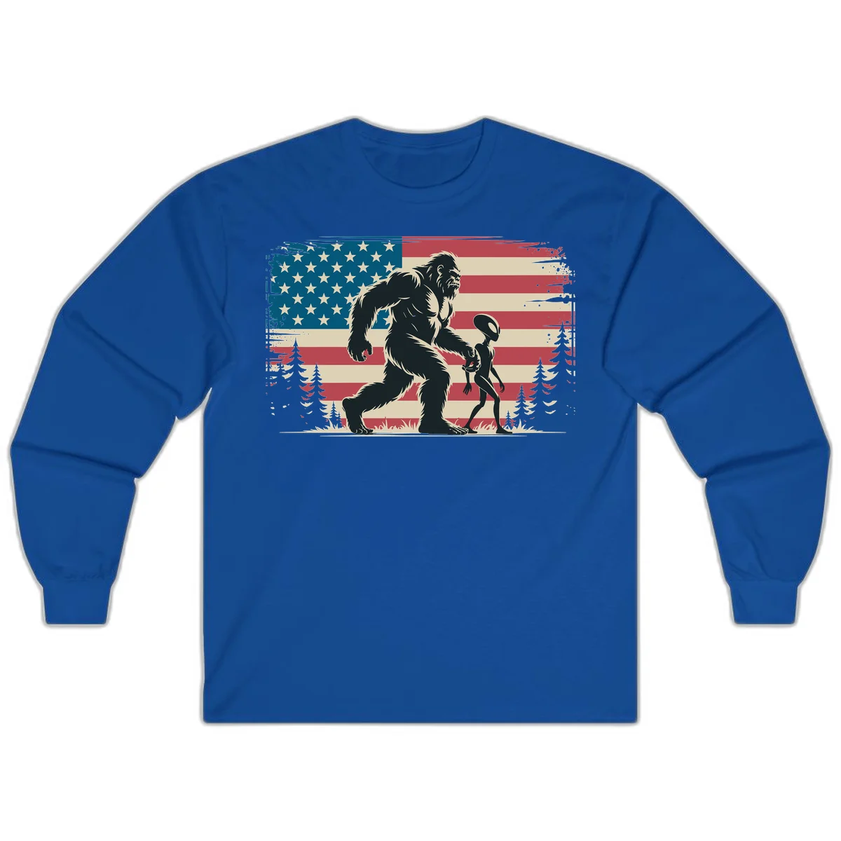 Bigfoot and Alien Stroll Long Sleeve in Royal
