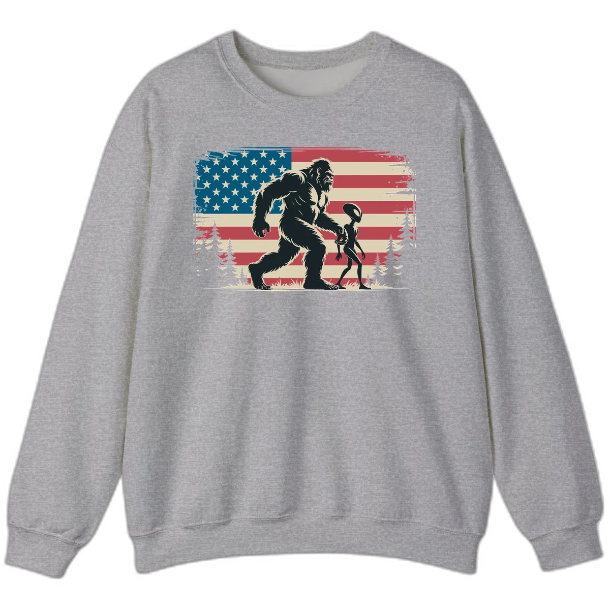 Bigfoot and Alien Stroll Sweatshirt in Sport Grey