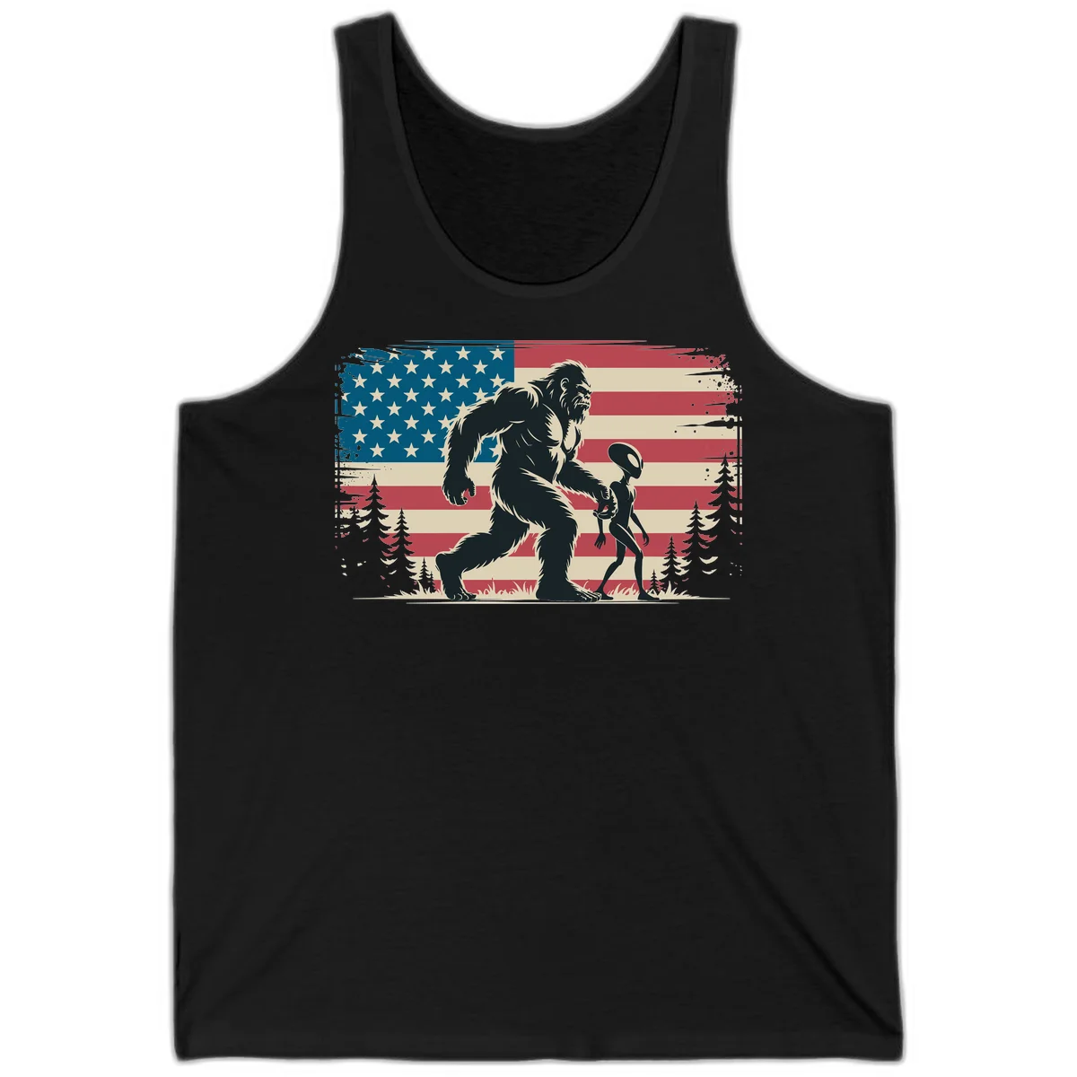 Bigfoot and Alien Stroll Tank in Black