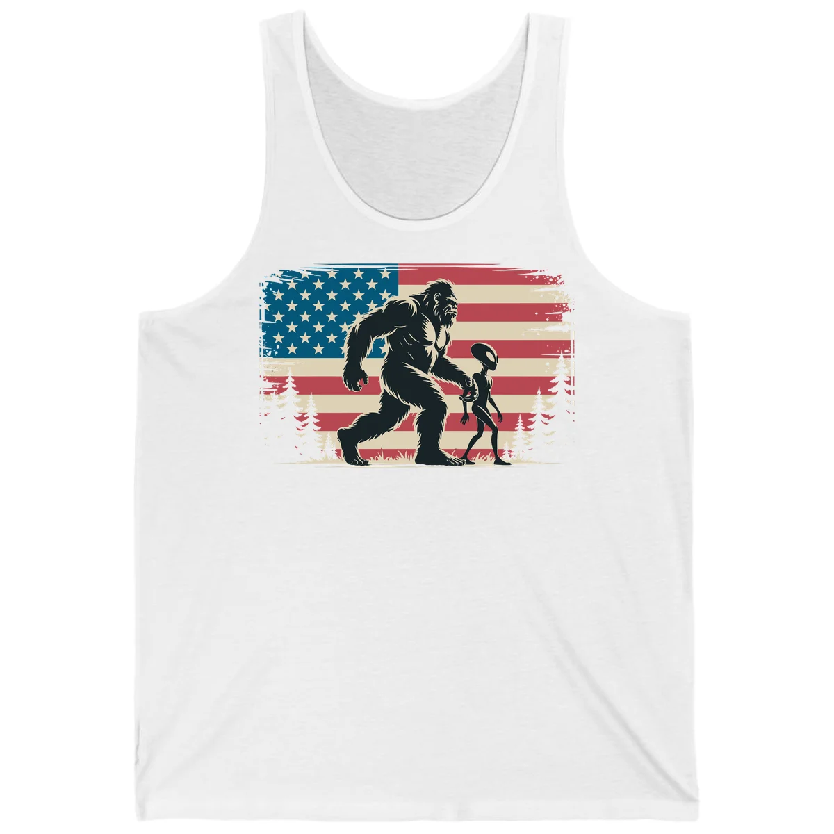 Bigfoot and Alien Stroll Tank in White