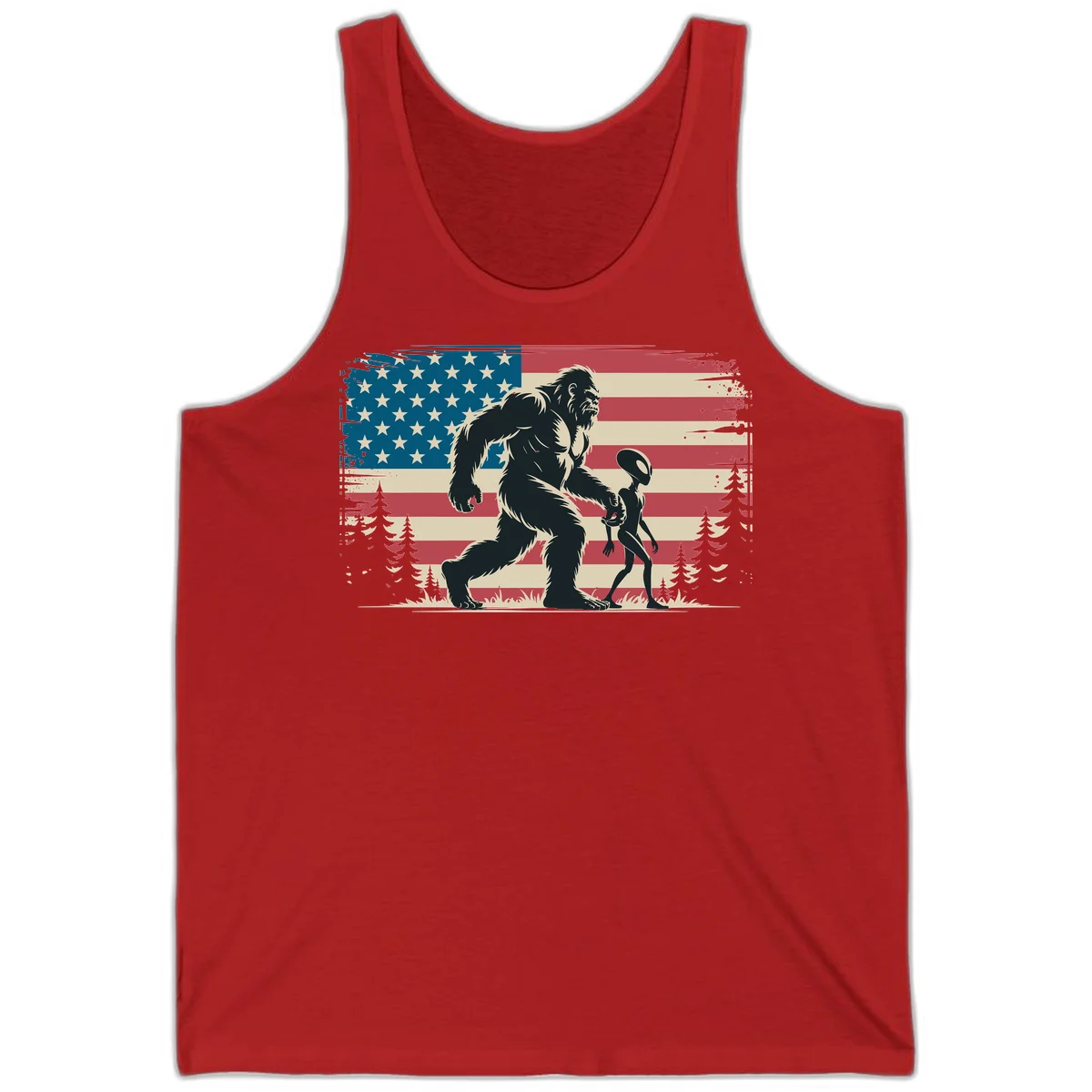 Bigfoot and Alien Stroll Tank in Red