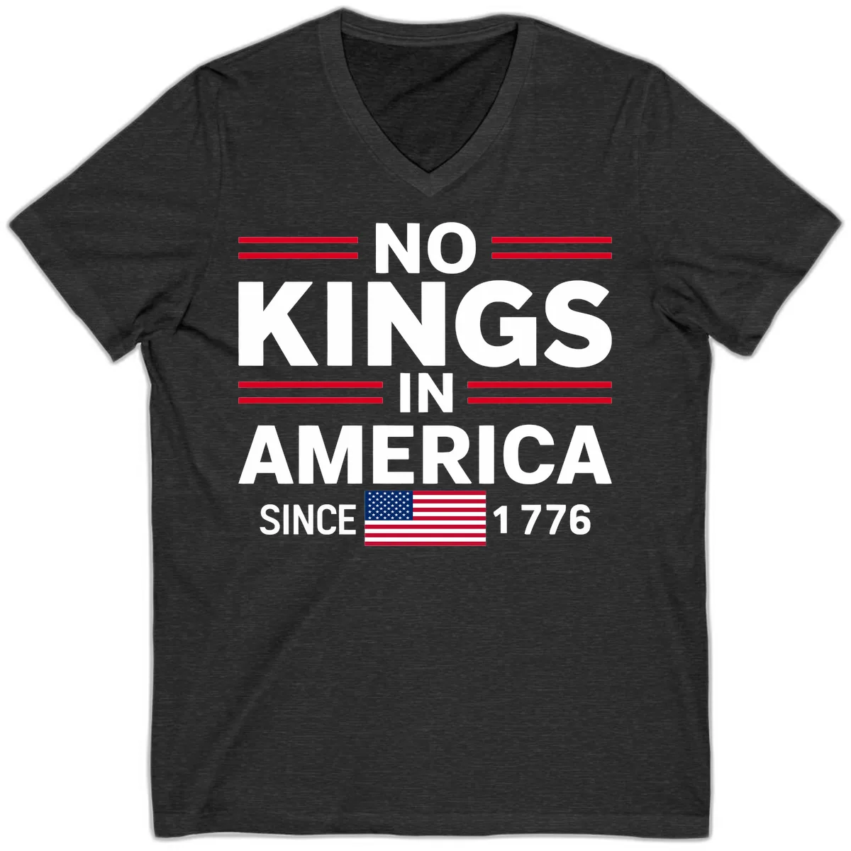 KINGS AMERICA 1776 Heritage Design V-Neck in Dark Grey Heather