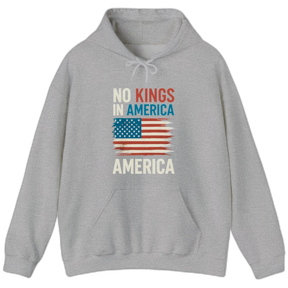 No Kings In America Hoodie in Sport Grey