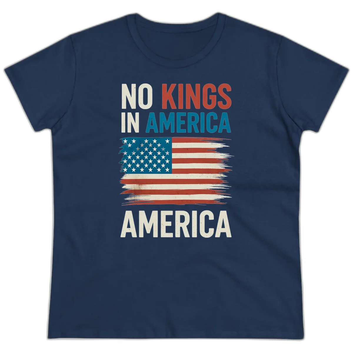 No Kings In America Ladies Tee in Navy