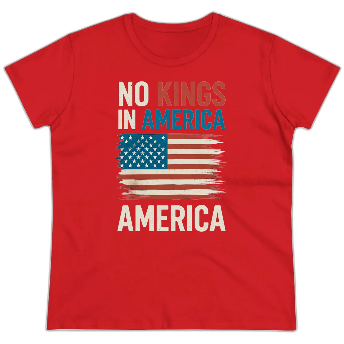 No Kings In America Ladies Tee in Red