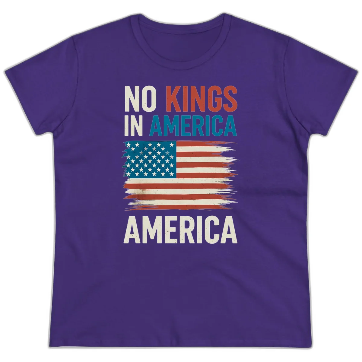 No Kings In America Ladies Tee in Purple