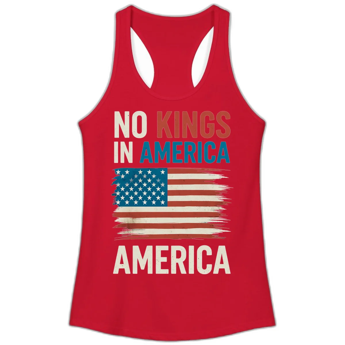 No Kings In America Ladies Tank in Solid Red