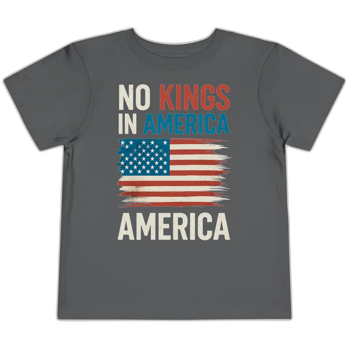 No Kings In America Distressed Flag Design Toddler T-Shirt in Asphalt