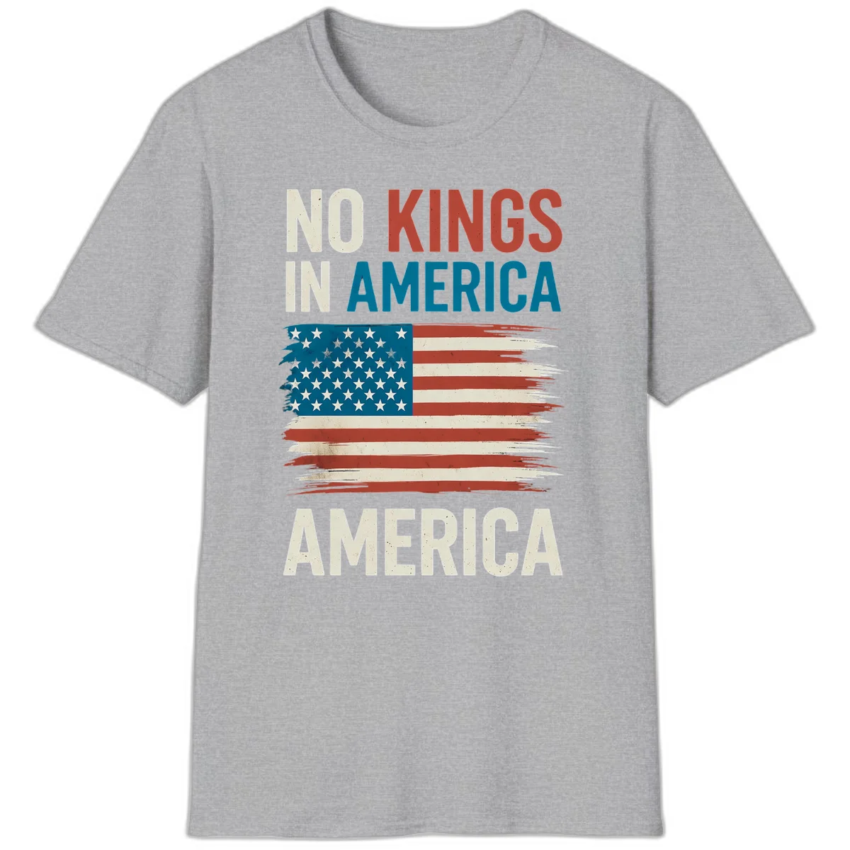 No Kings In America T-Shirt in Sport Grey