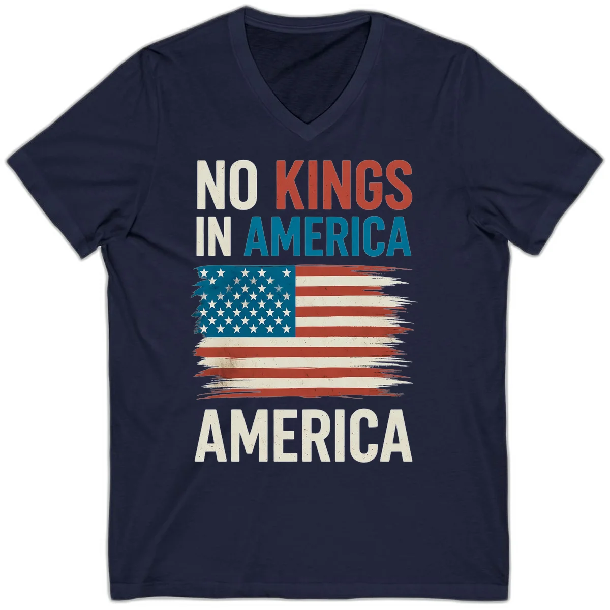 No Kings In America V-Neck in Navy