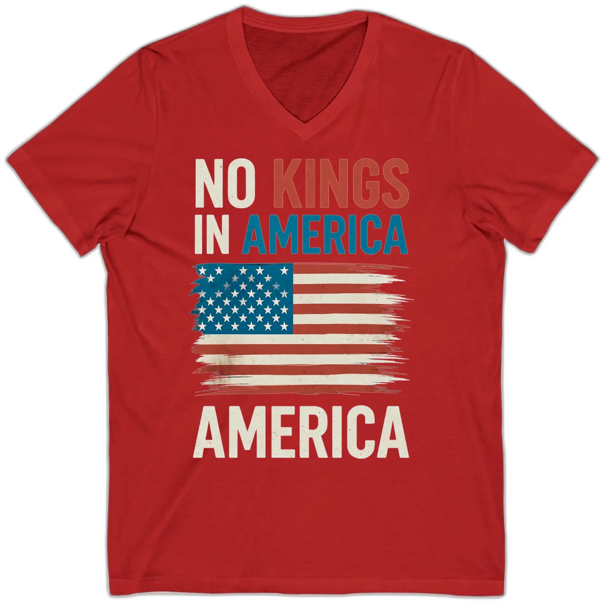 No Kings In America V-Neck in Red