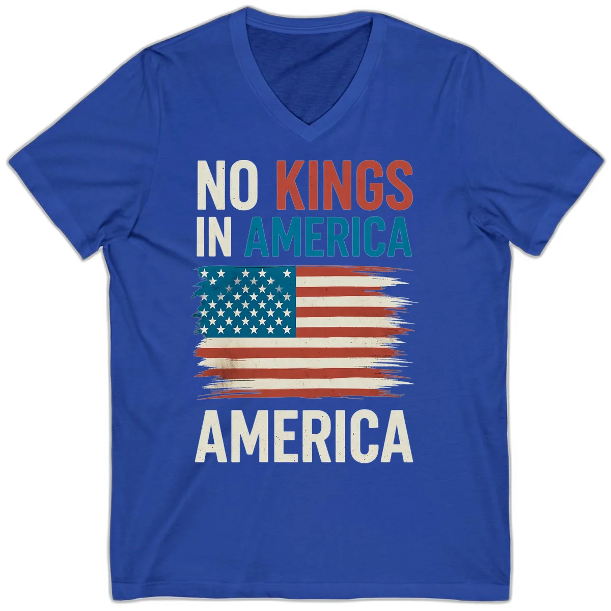 No Kings In America V-Neck in True Royal