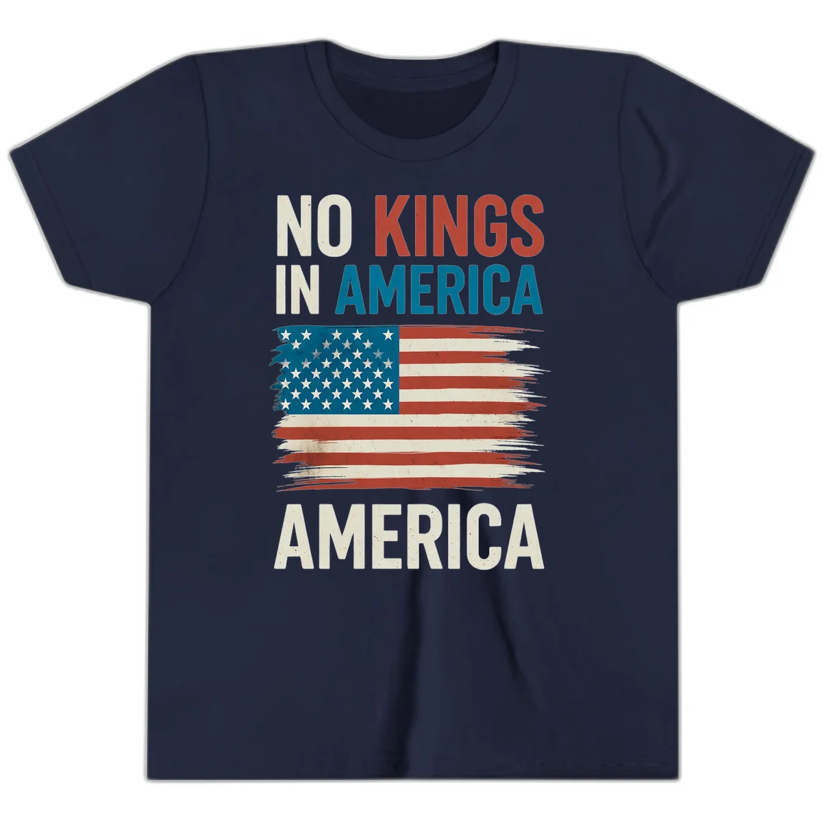 No Kings In America Youth T-Shirt in Navy