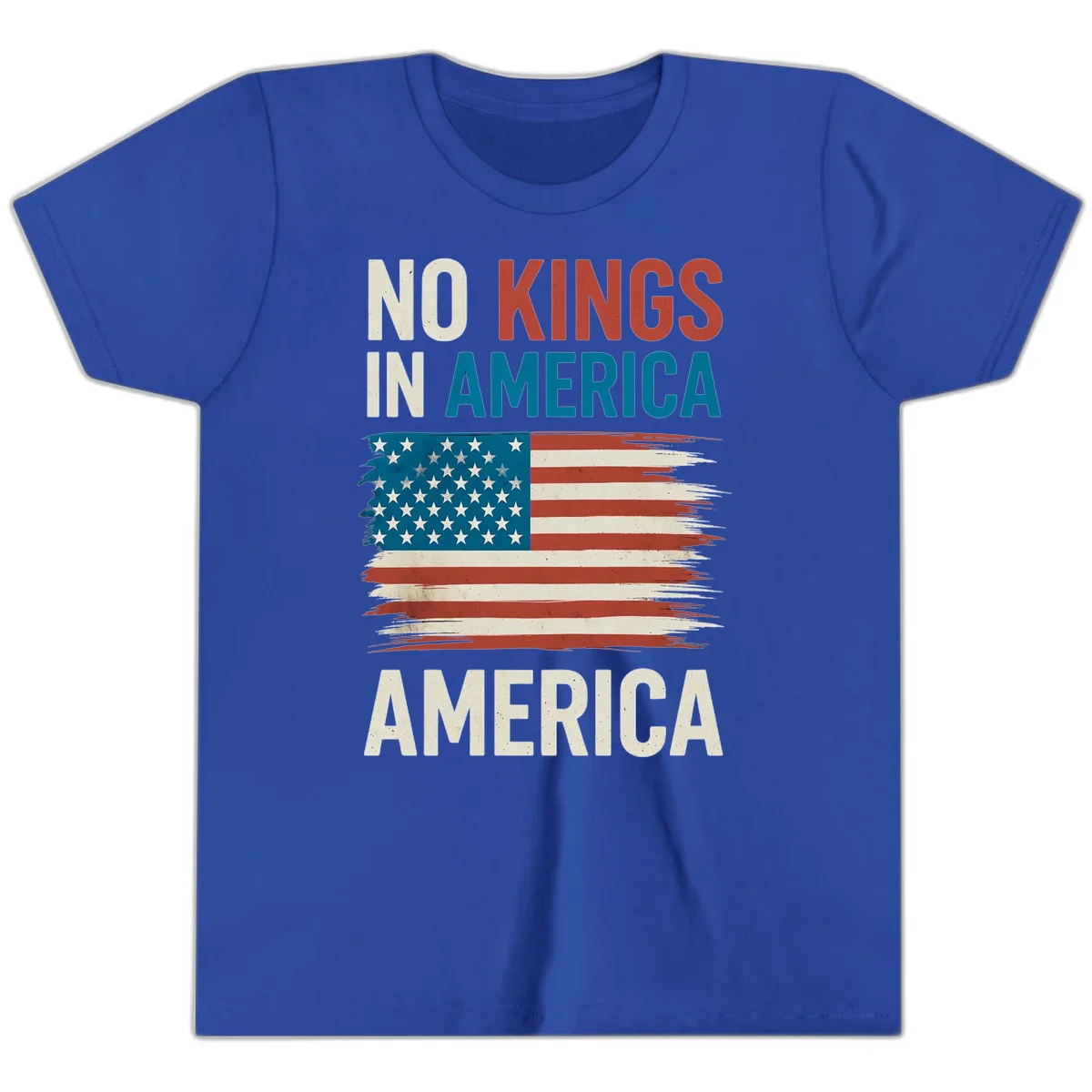 No Kings In America Youth T-Shirt in True Royal