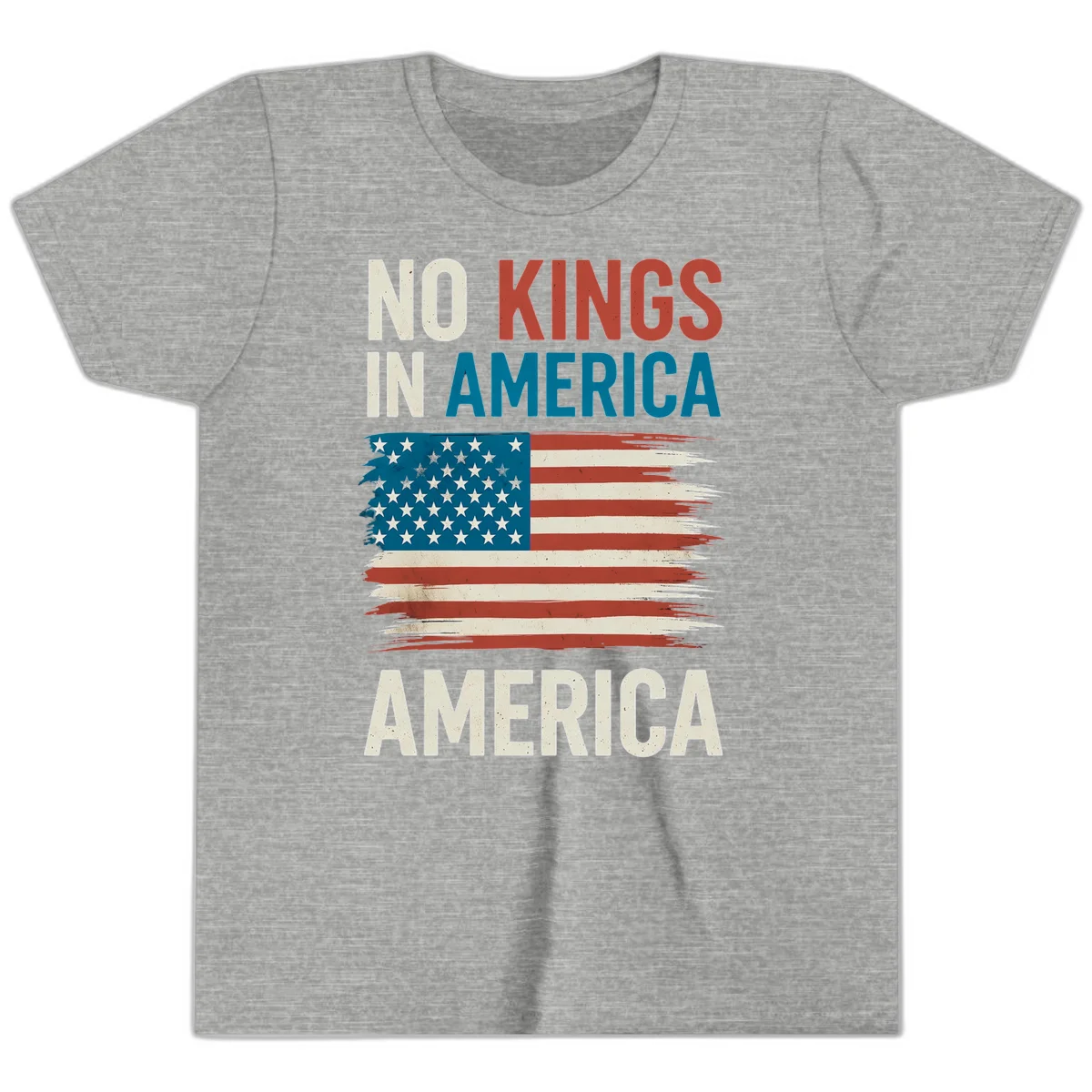No Kings In America Youth T-Shirt in Athletic Heather
