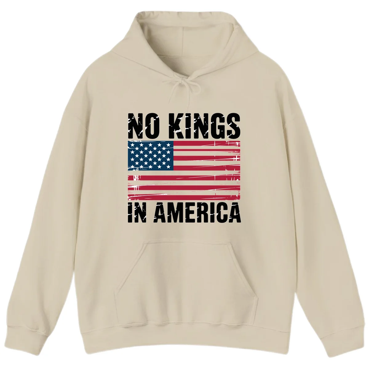 No Kings In America Declaration Flag Hoodie in Sand