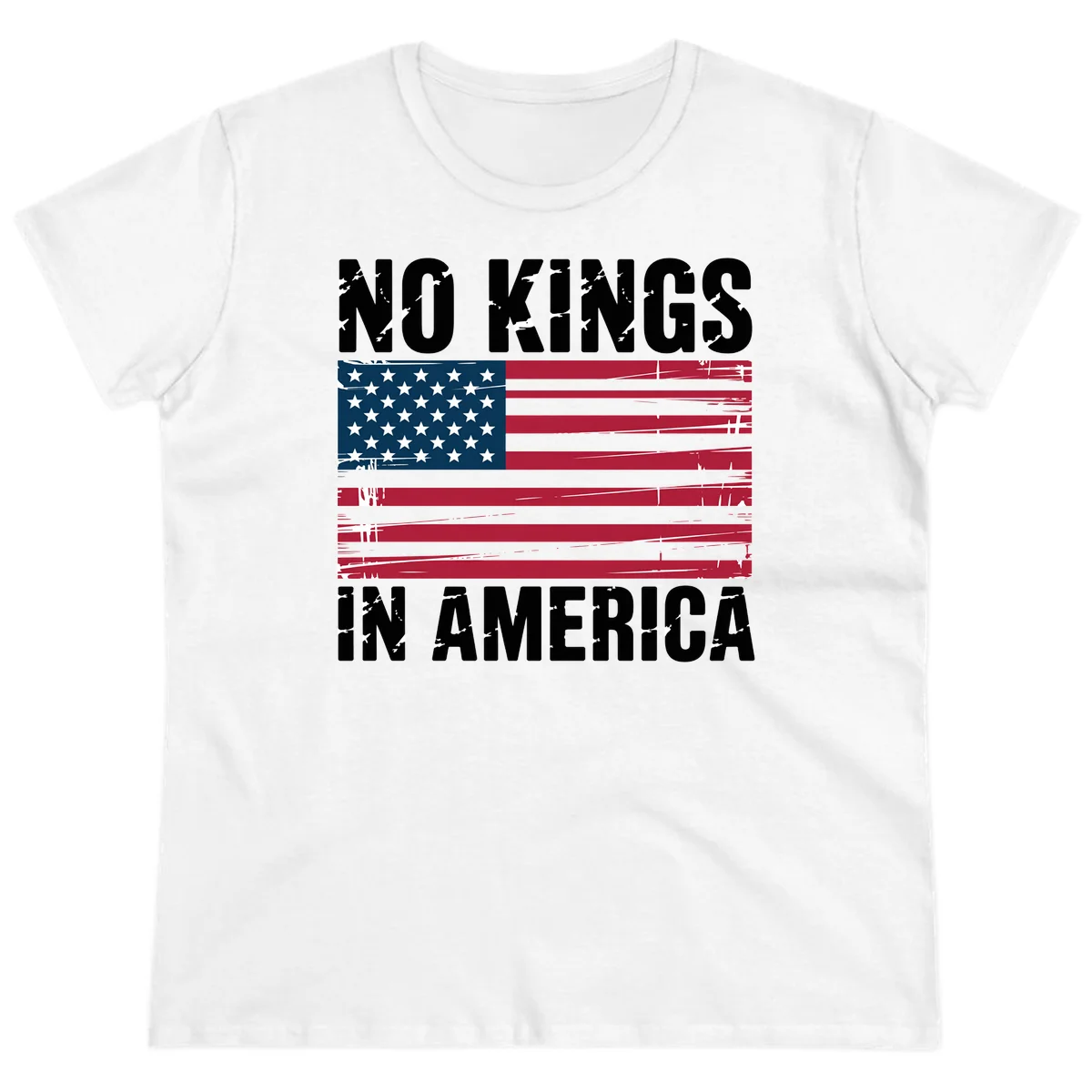 No Kings In America Declaration Flag Ladies Tee in White