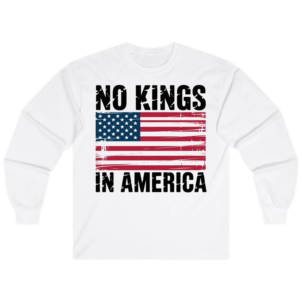 No Kings In America Declaration Flag Long Sleeve in White
