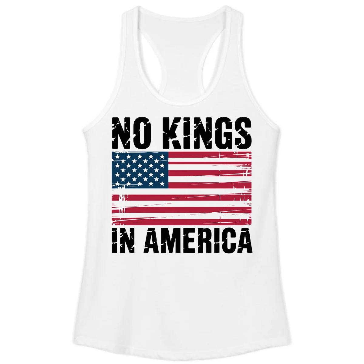 No Kings In America Declaration Flag Ladies Tank in White