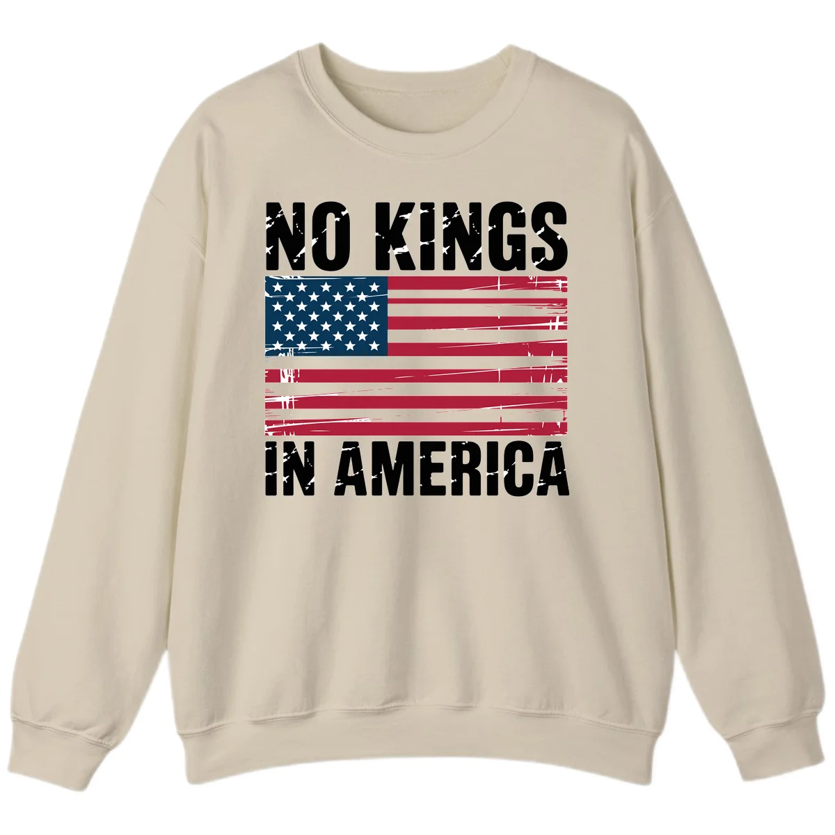 No Kings In America Declaration Flag Sweatshirt in Sand