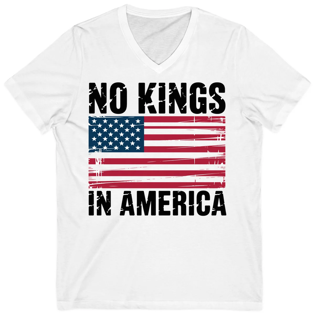 No Kings In America Declaration Flag V-Neck in White