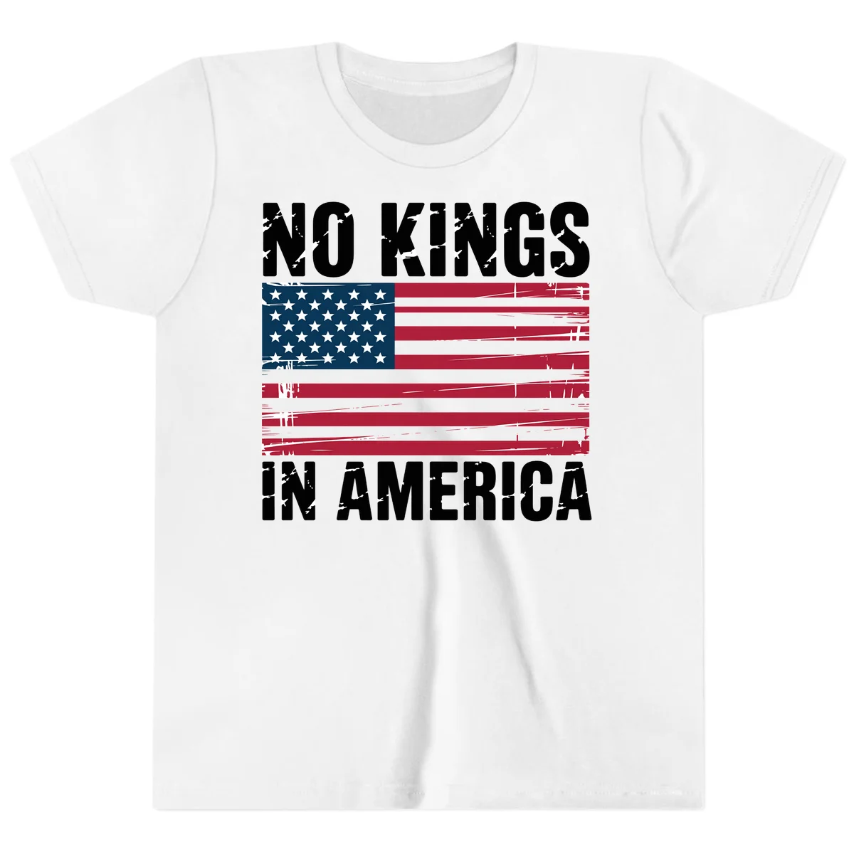 No Kings In America Declaration Flag Youth T-Shirt in White