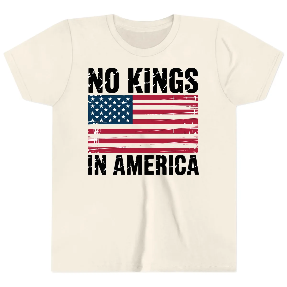 No Kings In America Declaration Flag Design Youth T-Shirt in Natural