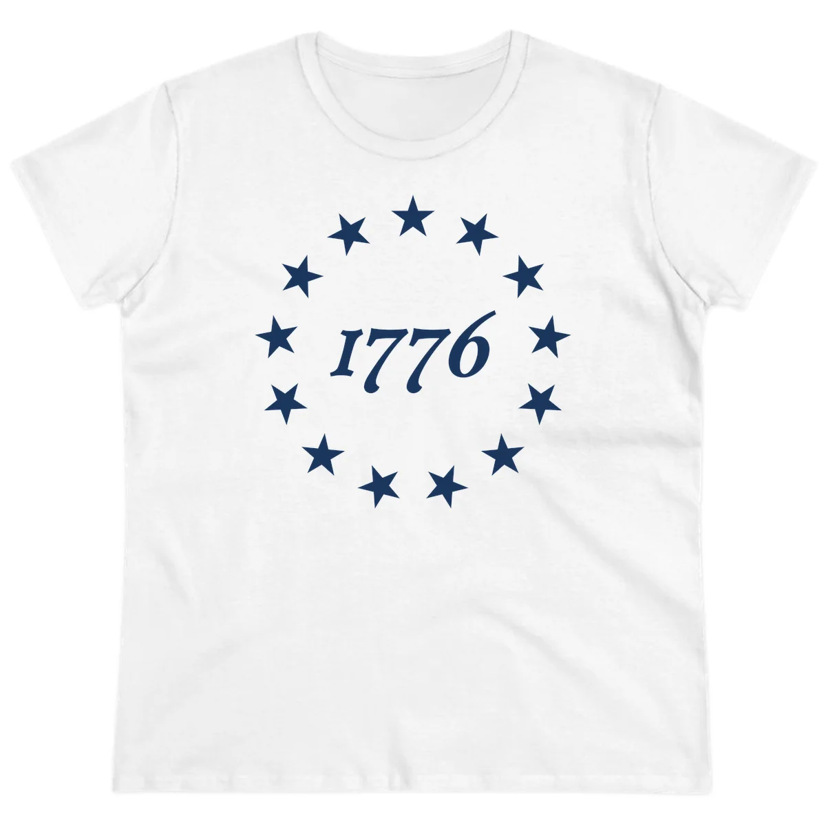 America 250th Anniversary EST 1776 Stars Ladies Tee in White